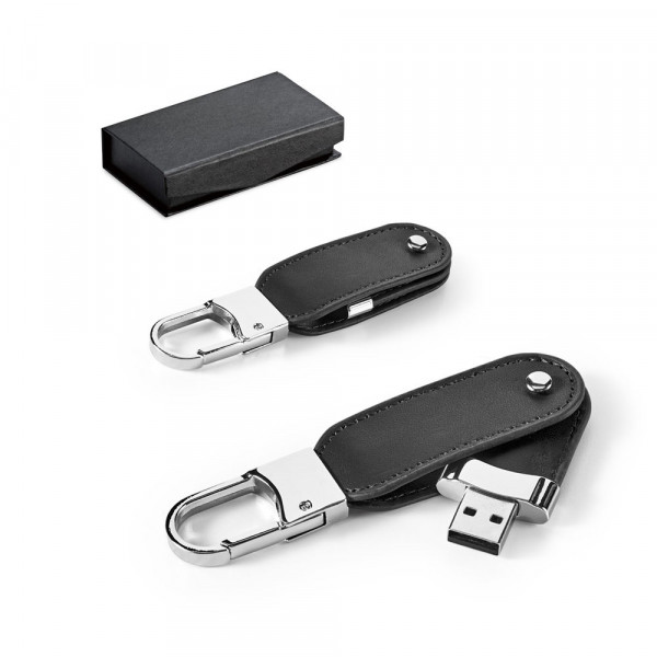 BRAGG 8GB. USB-geheugen met 8 GB in PU en met karabijnhaakclip