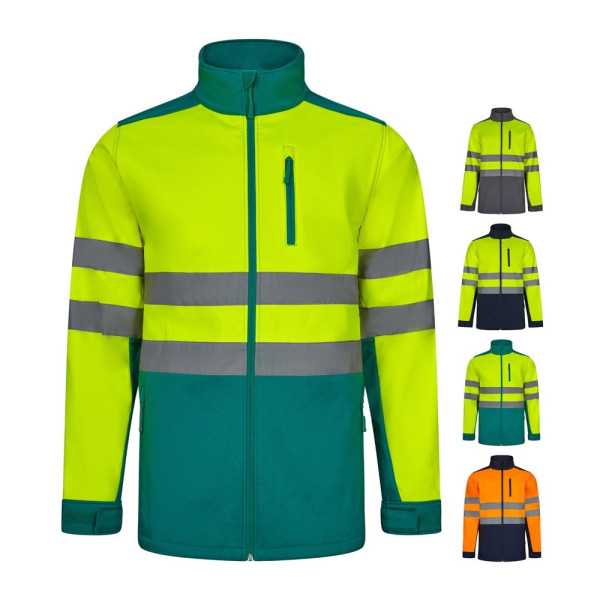 VL HESTIA. Tweekleurig softshell jack (280g/m²) van polyester (96%) en elastaan (4%)