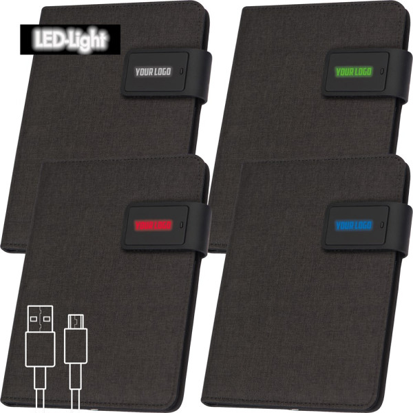 Notitieboek DIN A5 met geïntegreerde powerbank