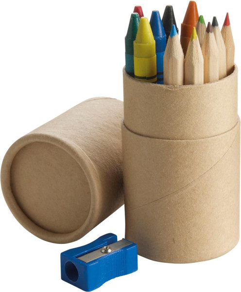 Kartonnen koker met kleurpotloden Jules